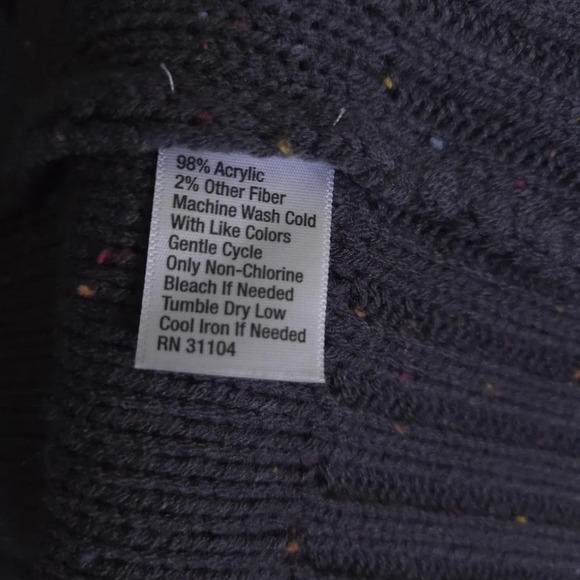 True‎ Craft Lace Up Back Open Cardigan Size Medium Gray with Rainbow Flecks - Picture 3 of 7